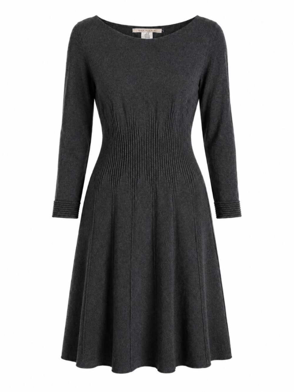 Max Studio Charcoal Knit Fit And Flare Sweater Dress Size M